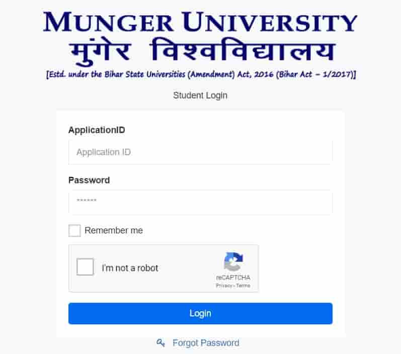 Munger University BA BSc BCom Exam Online Form