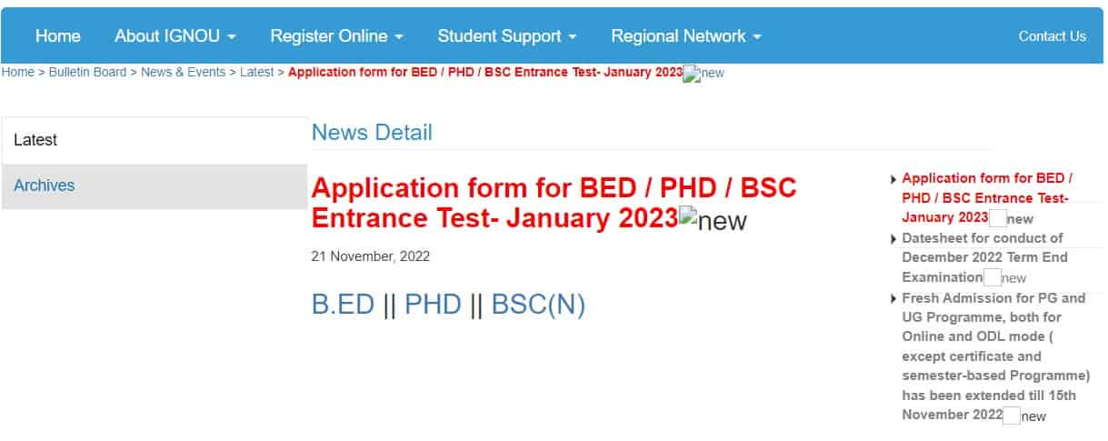 IGNOU B.ED Admission Entrance Test 2023 - Application Form, Eligibility ...