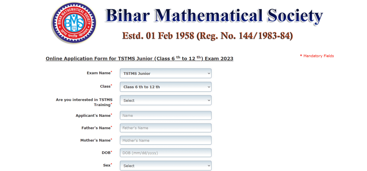 Bihar TSTMS Junior Maths Olympiad 2024