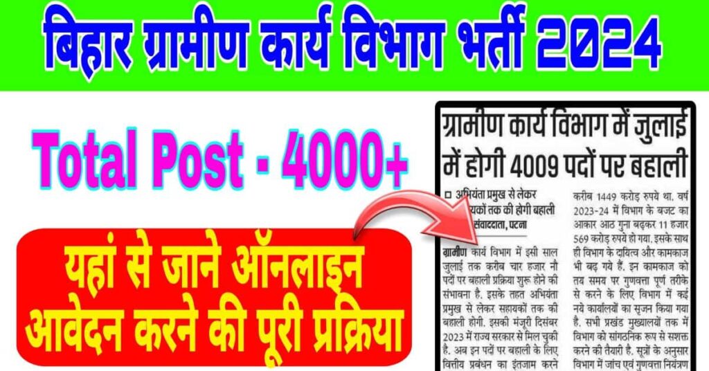 Bihar Gramin Vibhag Vacancy Total Post 4009
